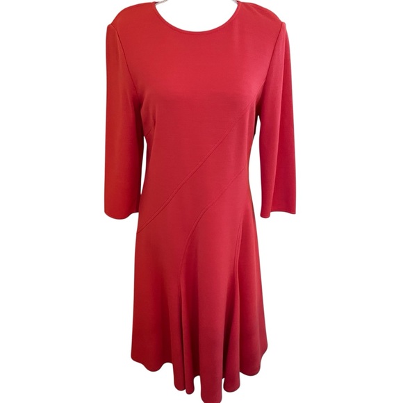 St. John Dresses & Skirts - St. John "Pink Grapefruit" Wool Blend Bias Seam Flare Aline Dress 10